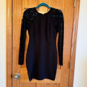 Emerald Sundae Women's Black Lace Sleeve Mini Dress Size M